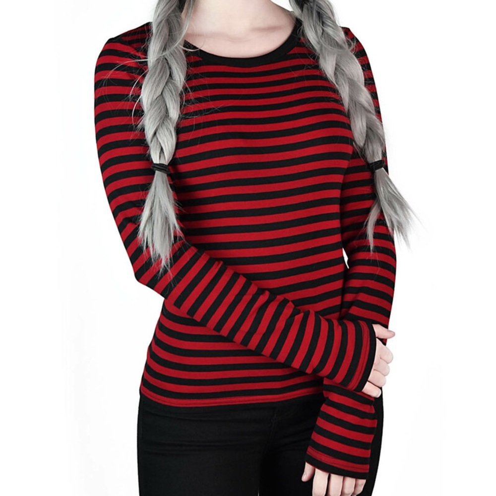 Killstar Red/Black Stripe Tshirt sz SM